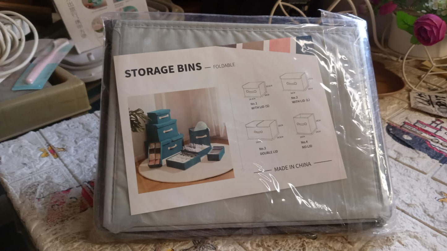 Small Foldable Storage Box With Lid And Handles, Cotton And Linen Storage Bins And Baskets Organizer For Nursery, Closet, Bedroom, Home (28×20×16 Cm / 1 pc) Your Brand