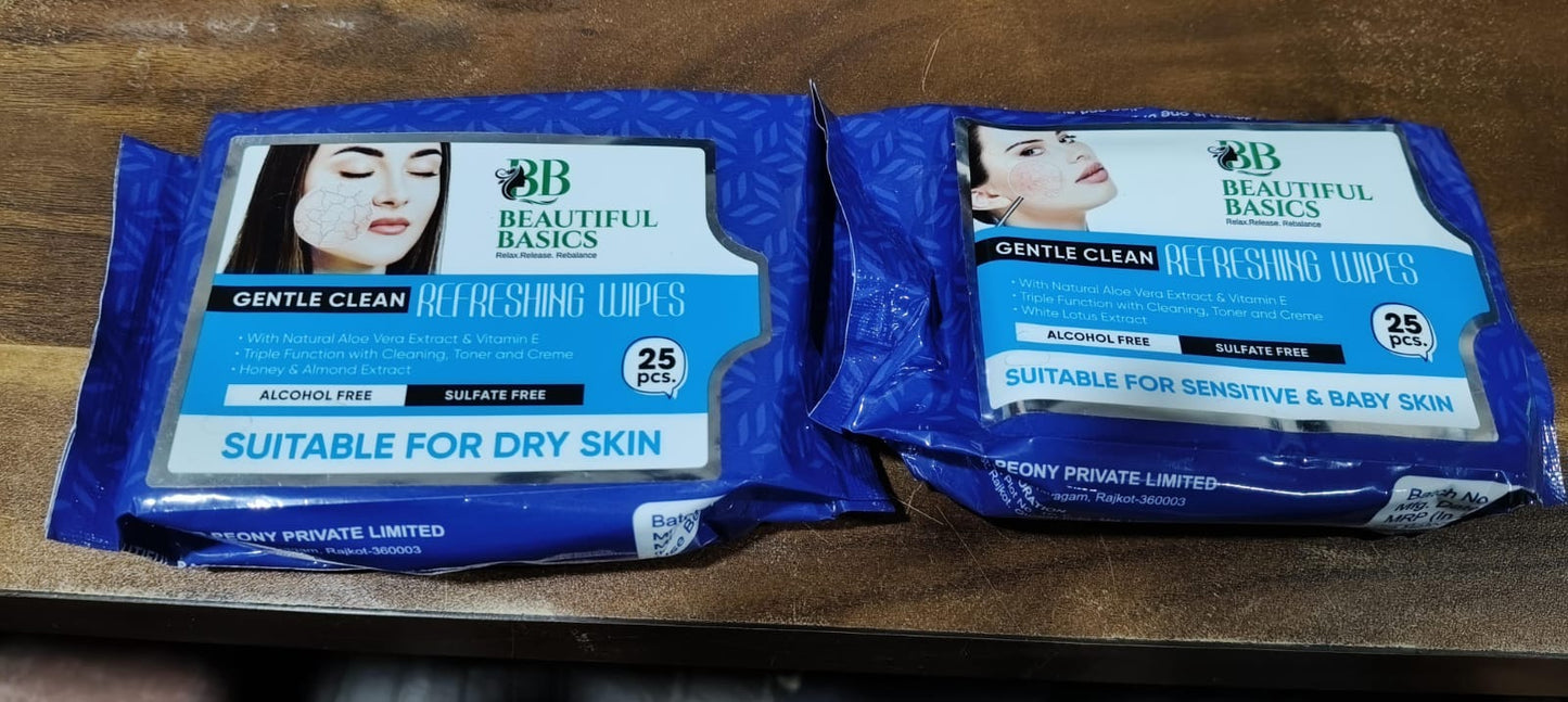Beautiful Basics Dry & Sensitive Skin Face Wipes (2 Pkts x 50 Pcs Wipes) Your Brand