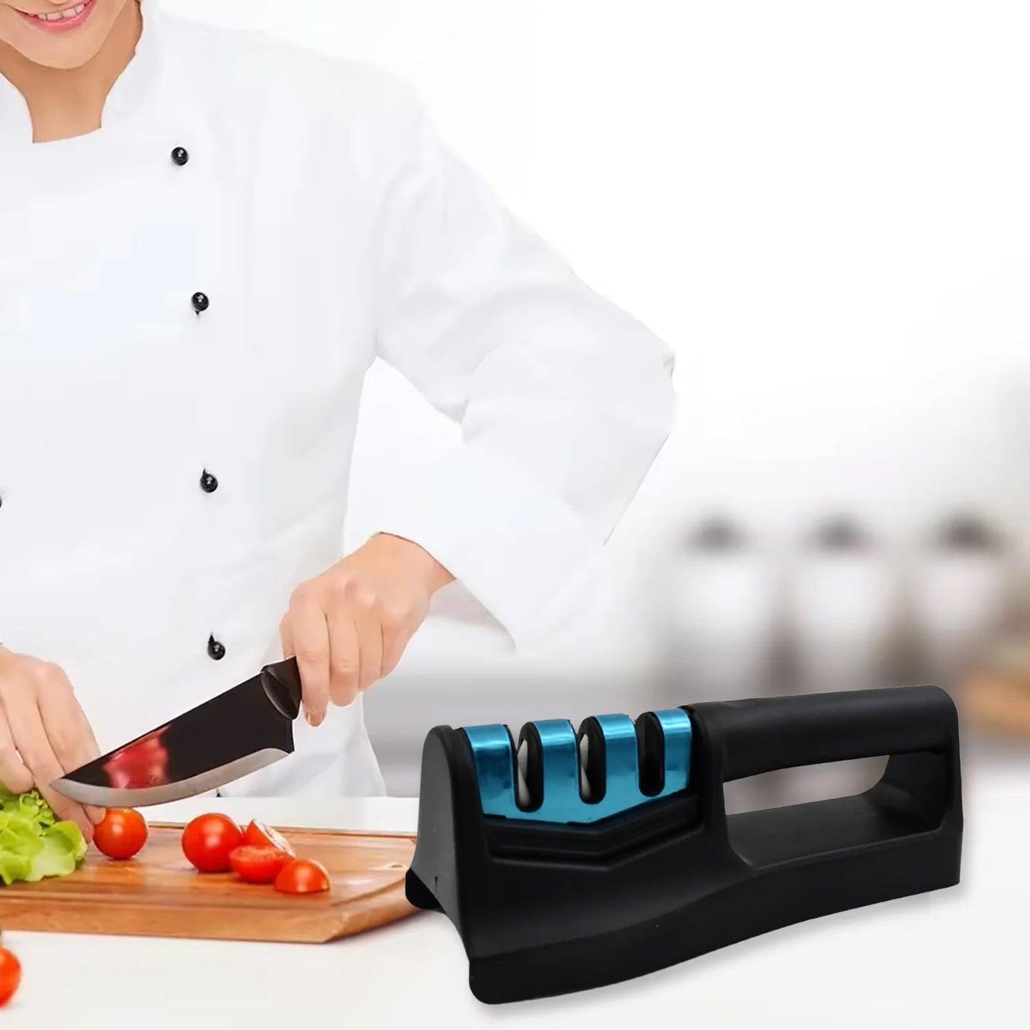 Knife Sharpener for Kitchen | Knife Sharpener Handheld Knives & Pocket Knife Sharpener | Knife Sharpener for Chefs & Serrated Knife (Chopper Not Included / 1 Pc) Your Brand