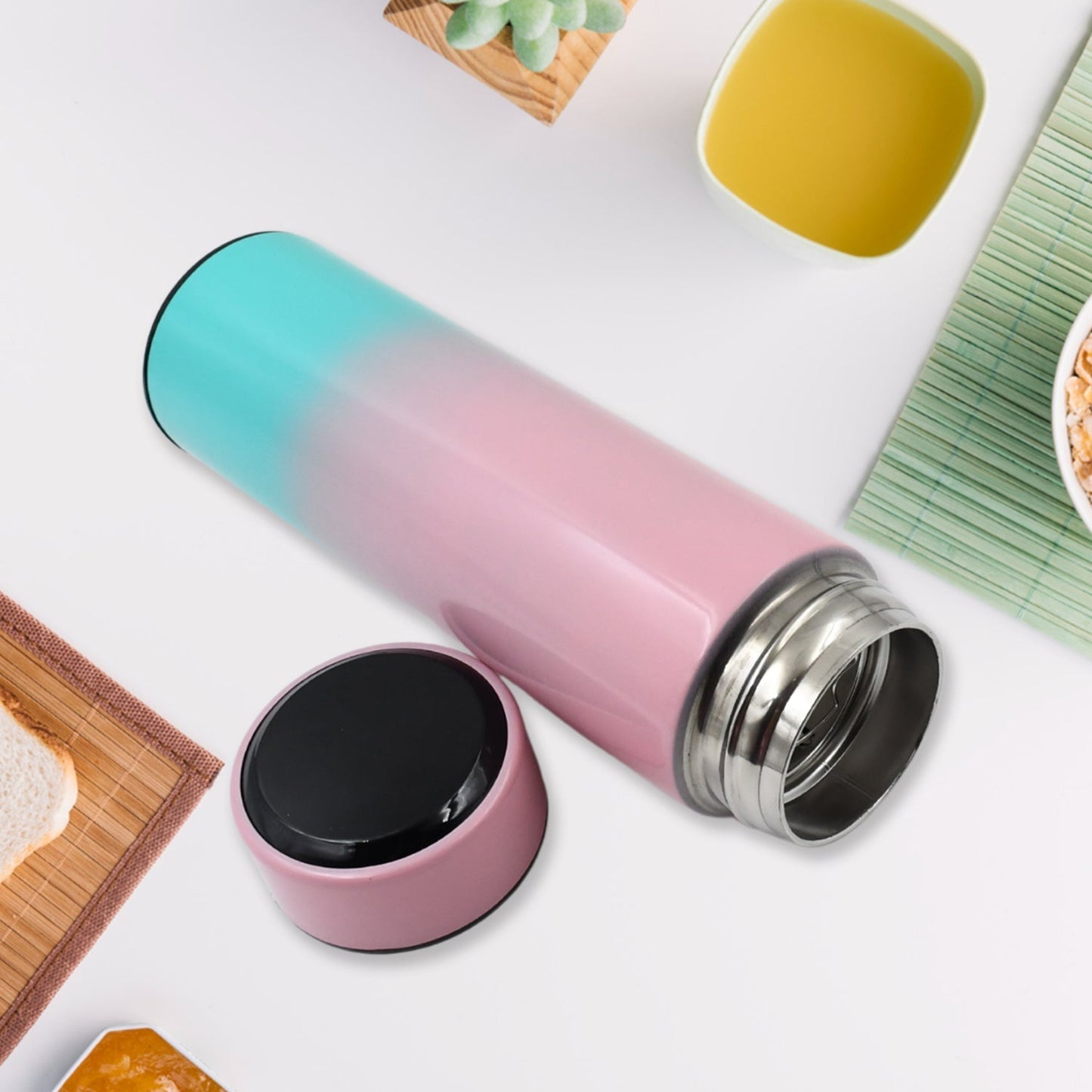 Printed Smart Vacuum Insulated Water Bottle with LED Temperature Display (1 Pc / 500 ML Approx / Multicolor / Mix Design ) Your Brand