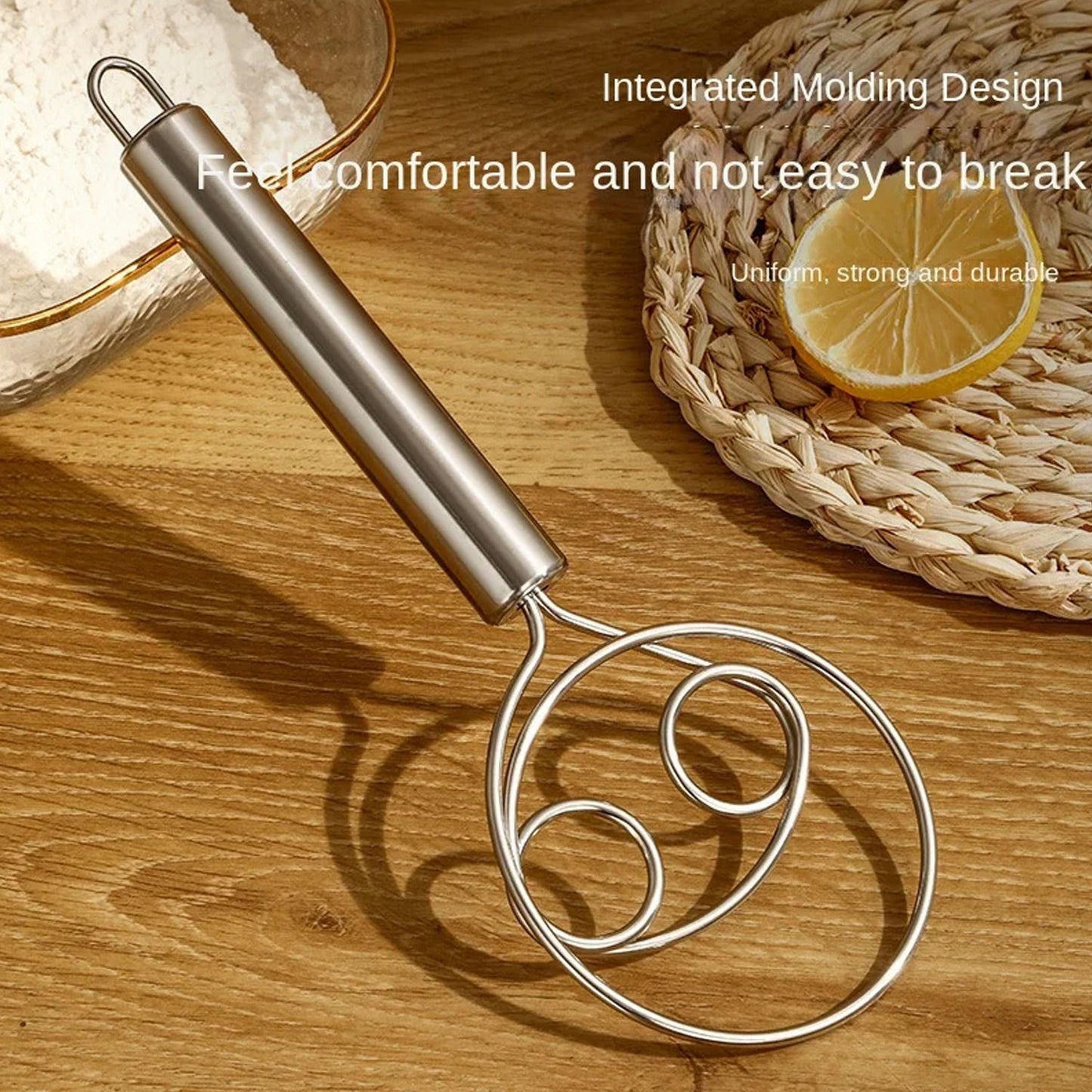 Dough Whisk, Premium Stainless Steel Dutch Whisk, Dough Hand Mixer Artisan Blender For Egg, Bread, Cake, Pastry, Pizza Dough - Perfect Baking Tools, Whisking, Tirring Kitchen Tools (1 Pc) Your Brand