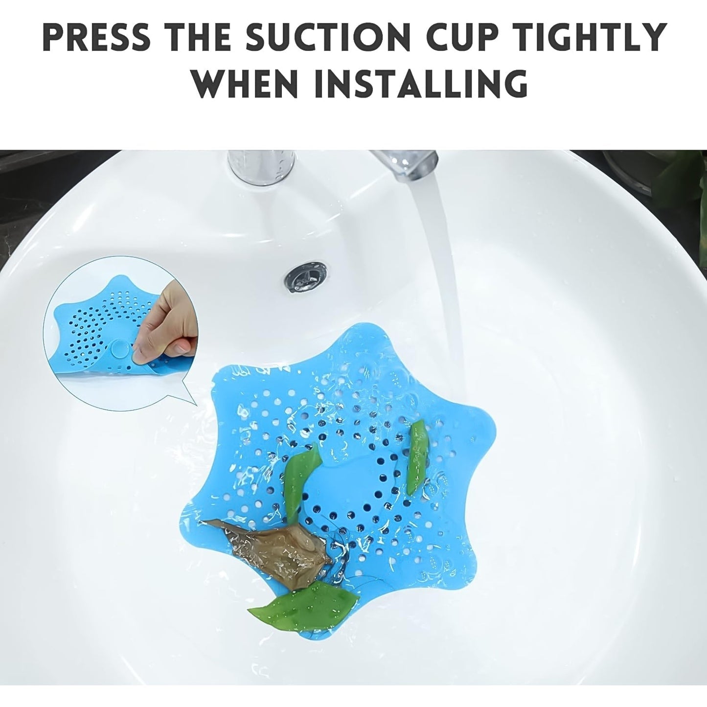 Star Shape Suction Cup Kitchen Bathroom Sink Drain Strainer Hair Stopper Filter, Star Shaped Sink Filter Bathroom Hair Catcher, Drain Strainers Cover Trap Basin (1 Pc) Your Brand