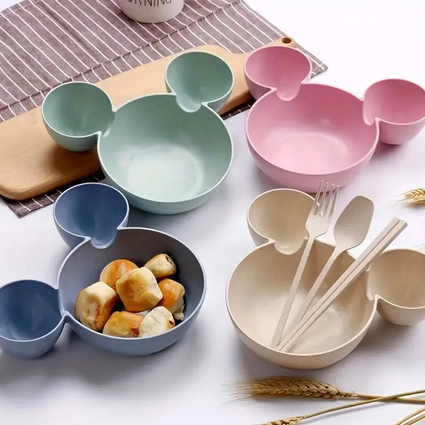 Mickey Mouse Shape Plates for Kids, BPA Free, & Unbreakable Children’s Food Plate, Kids Bowl, Fruit Plate, Baby Cartoon Bowl Plate, Tableware (1 Pc) Your Brand