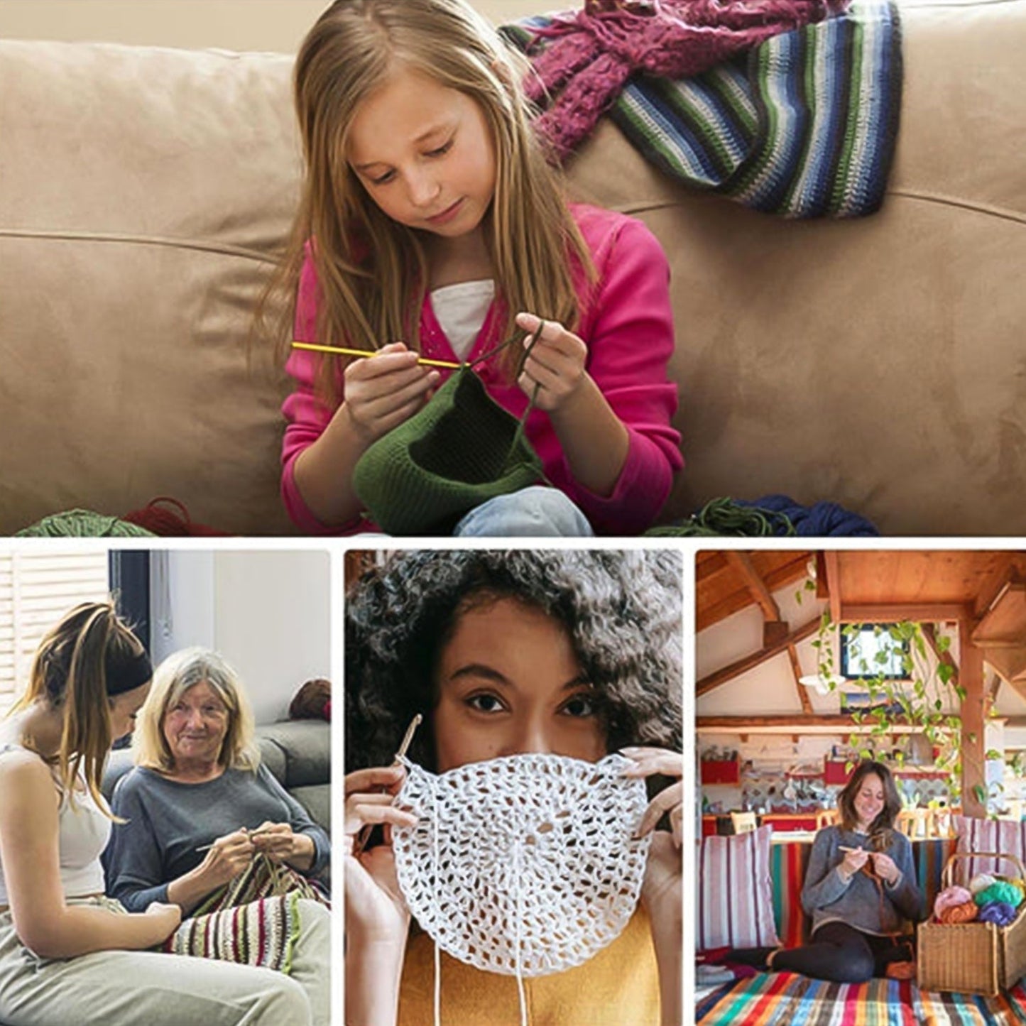 Aluminium Multicolor Knitting Needles, Crochet Kit (12 Pcs Set) Your Brand