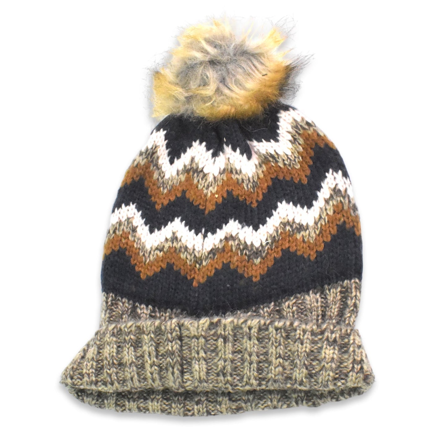 Winter Woolen Knitted Black Inside Fur Beanie Cap (1 Pc / Mix Design & Color) Your Brand