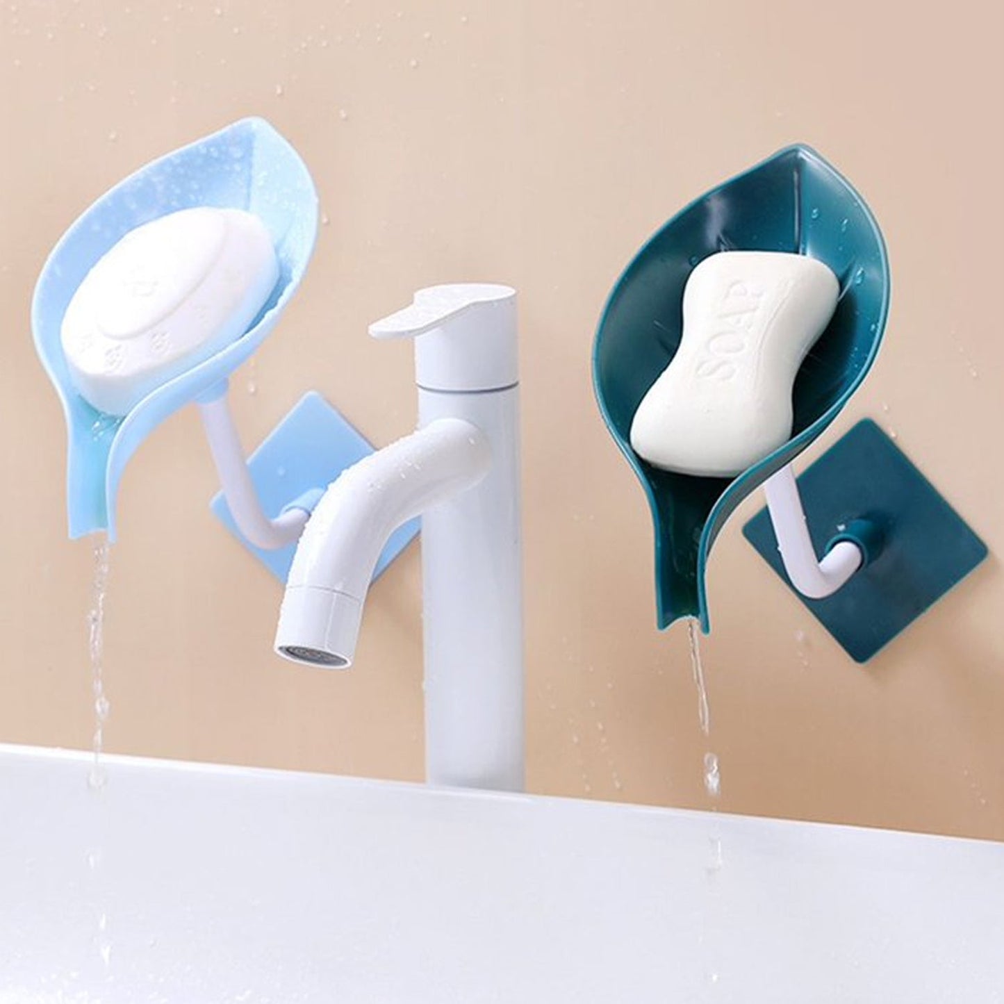 Soap Holder Leaf-Shape Self Draining Soap Dish Holder, With Suction Cup Soap Dish Suitable for Shower, Bathroom, Kitchen Sink Your Brand