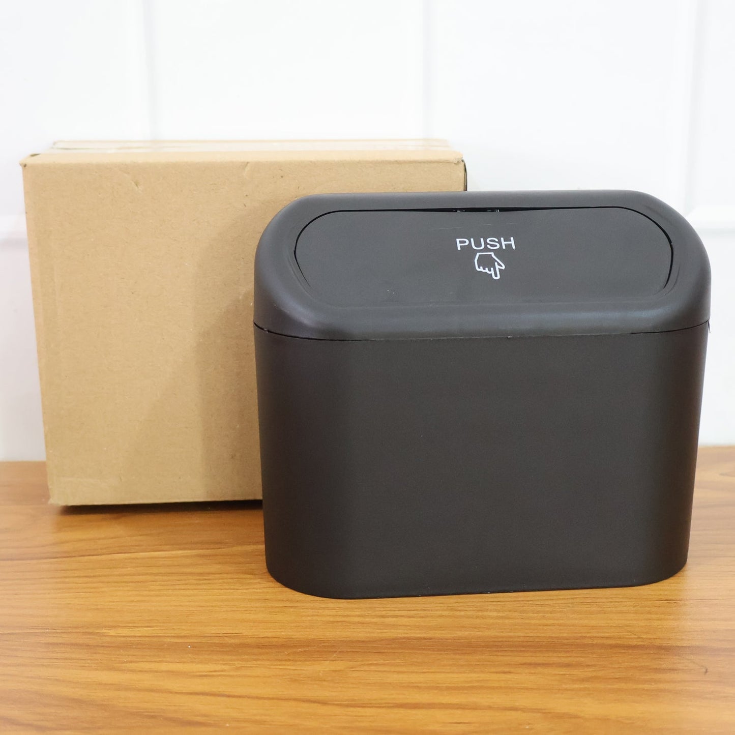 Mini Car Trash Can with Lid, Waterproof Car Trash Bin Storage Box (1 Pc)