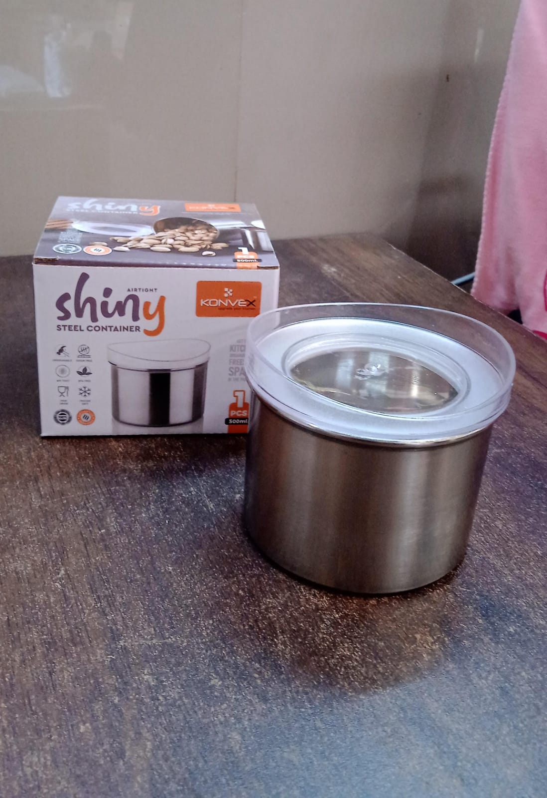 Multipurpose Stainless Steel Airtight Containers with See Through Lid (1 Pc / 500 ML) Your Brand