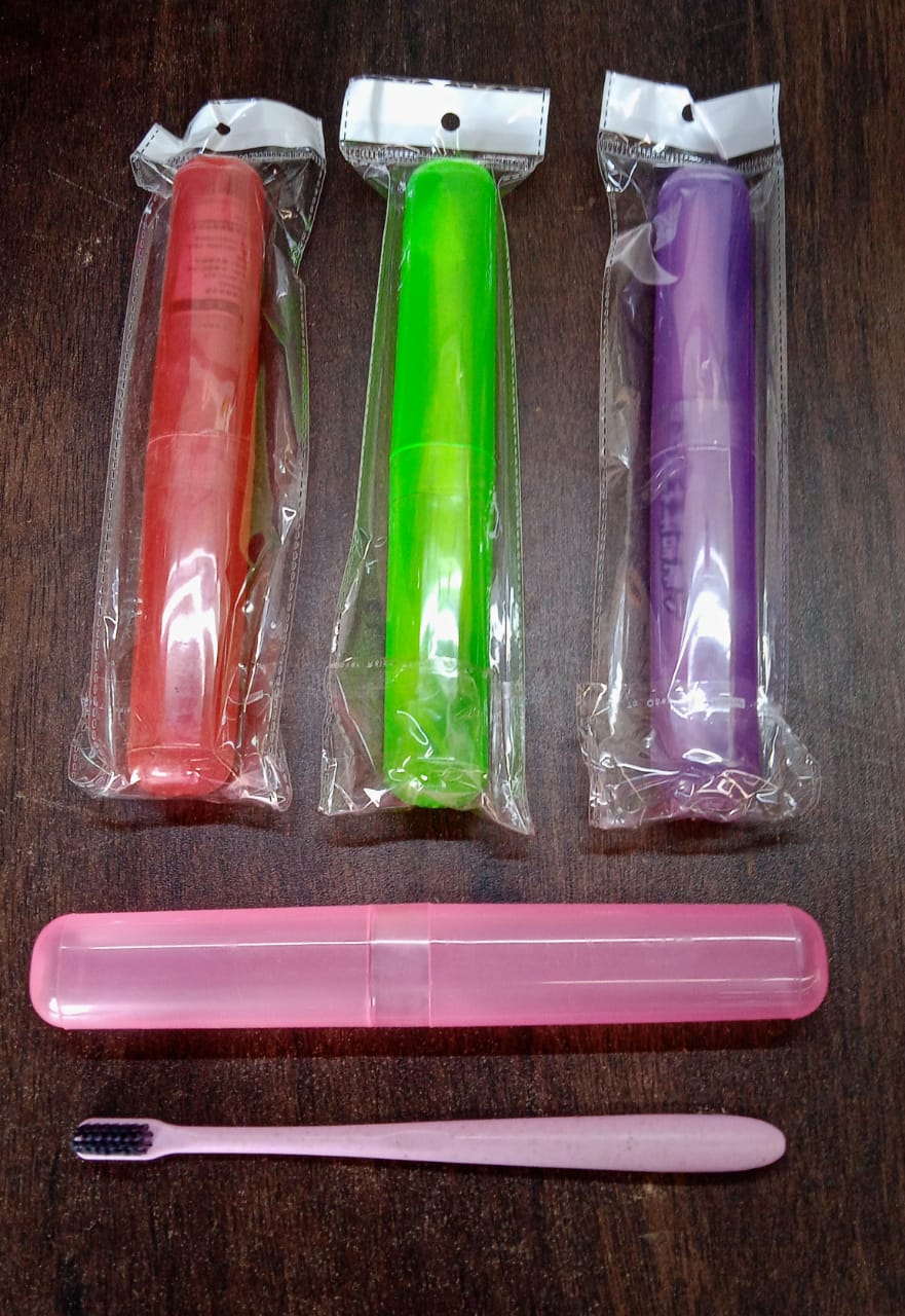 Soft Toothbrush With Toothbrush Cover Cleaner Scraper for Men and Women, Kids, Adults Plastic Toothbrush Cover / Case / Holder (1 Pc / Mix Color) Your Brand