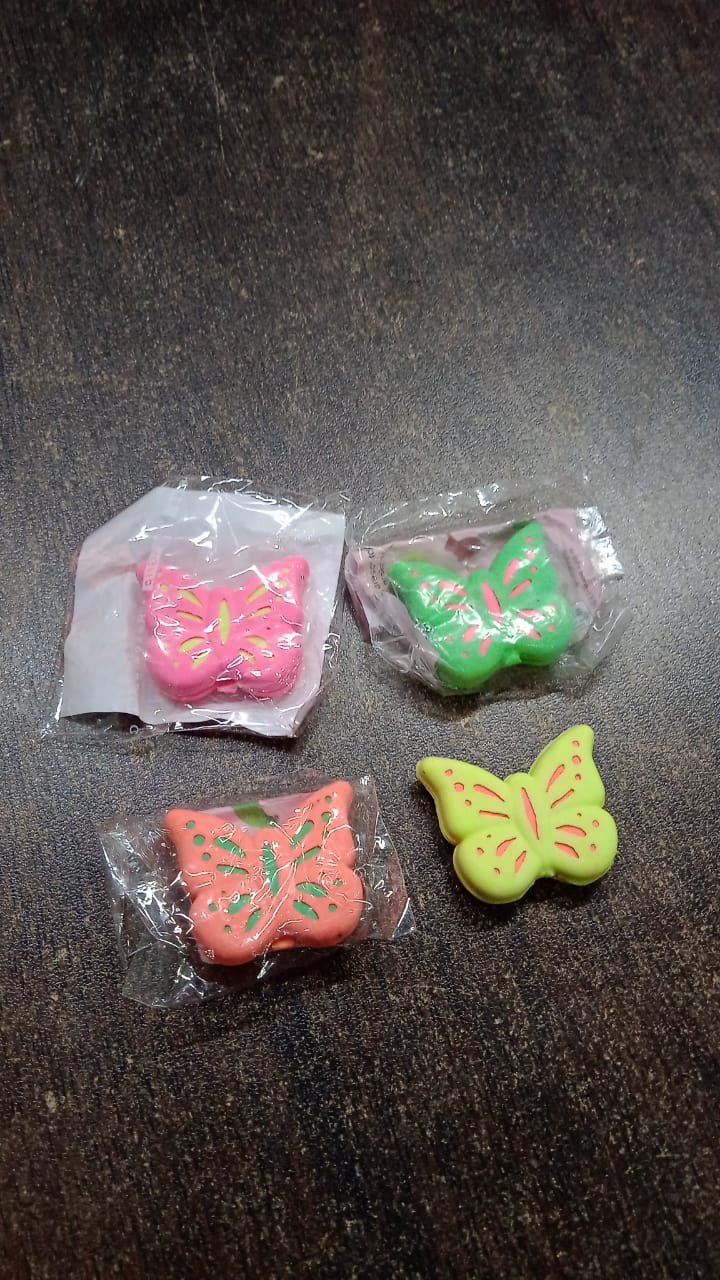 Butterfly Shape Eraser Rubber (1 Pc / Mix Colour & Design) Your Brand