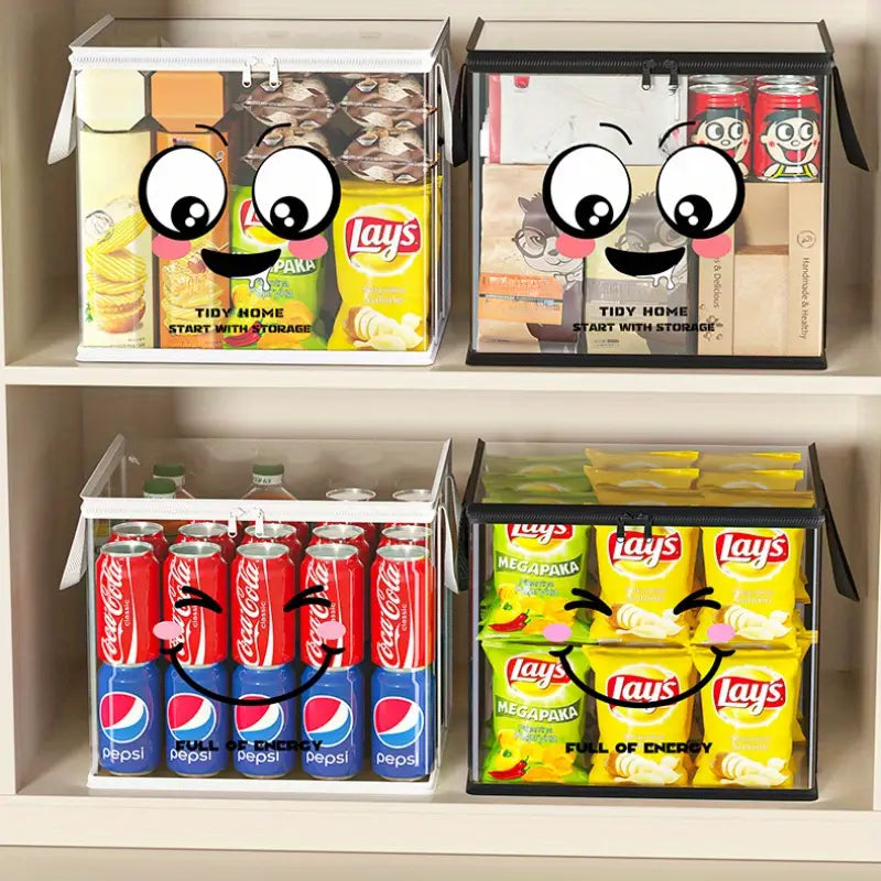 24L Double Window Foldable Fabric Storage Box with Steel Frame – Cartoon Front (Random Color)