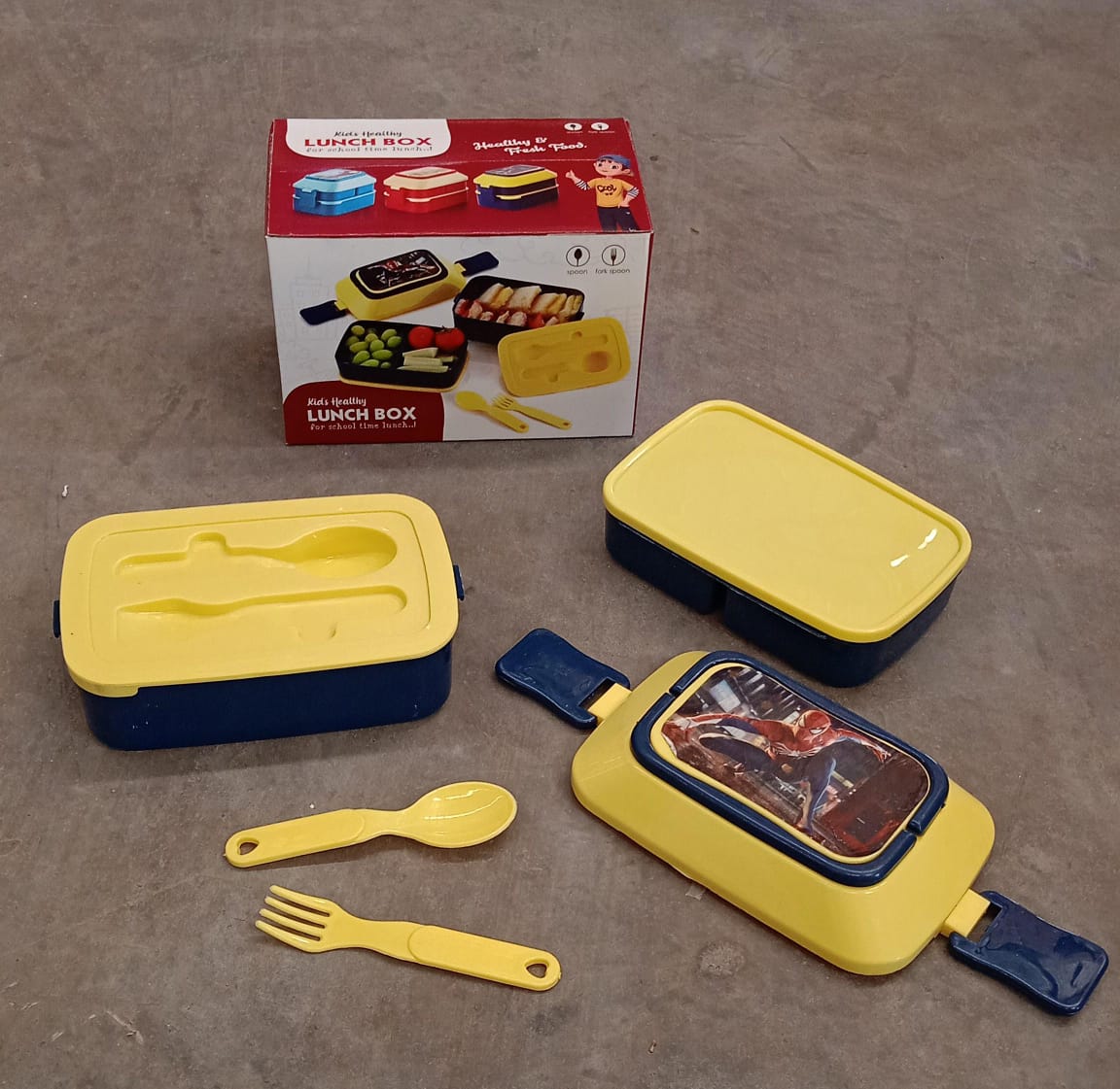 5621 Double Layer Lunch Box Stylish Lid Lunch Box With Fork & Spoon Lunch Box For Children School Lunch Box Your Brand