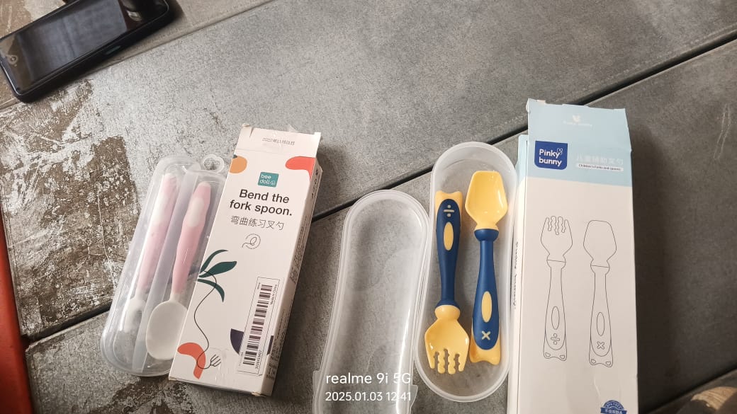 Silicone Bendable Kids Feeding Spoons And Forks, Toddler Utensils with Travel case, Baby Spoon and Fork Set for self-Feeding Learning Bendable Handle for Kid Children Toddlers (2 Pc Set) Your Brand