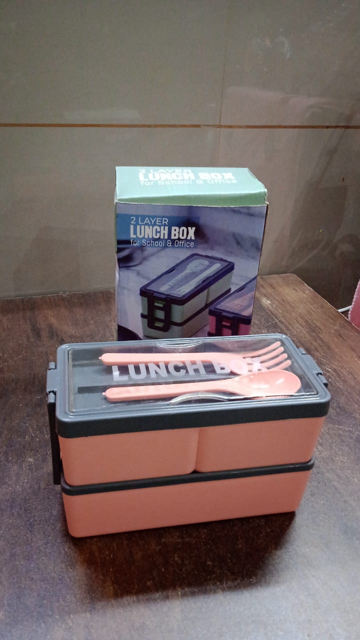 Plastic 3 Layer Leak Proof 3 Compartment Lunch Box for Office (1 Pc) Your Brand