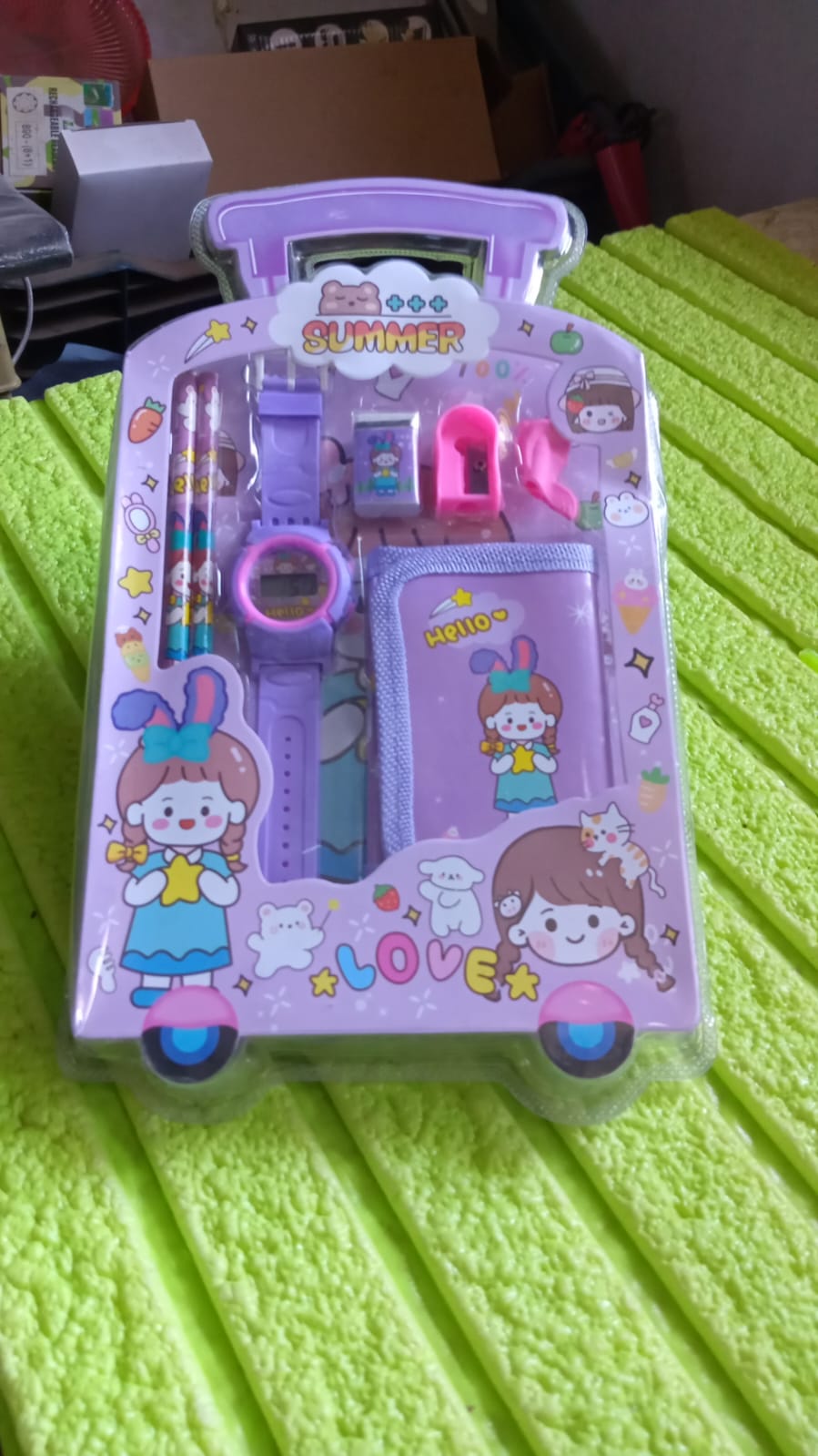 Stationery Set for Girls and Boys | Kids Return Gift - 7 In 1 School Items For Kids-Pencils, Eraser, Sharpener, Pouch, Pencil Extender | Birthday Gift Idea Stationary Kit Set for School Kids (Pack of 7 Pcs Set) Your Brand