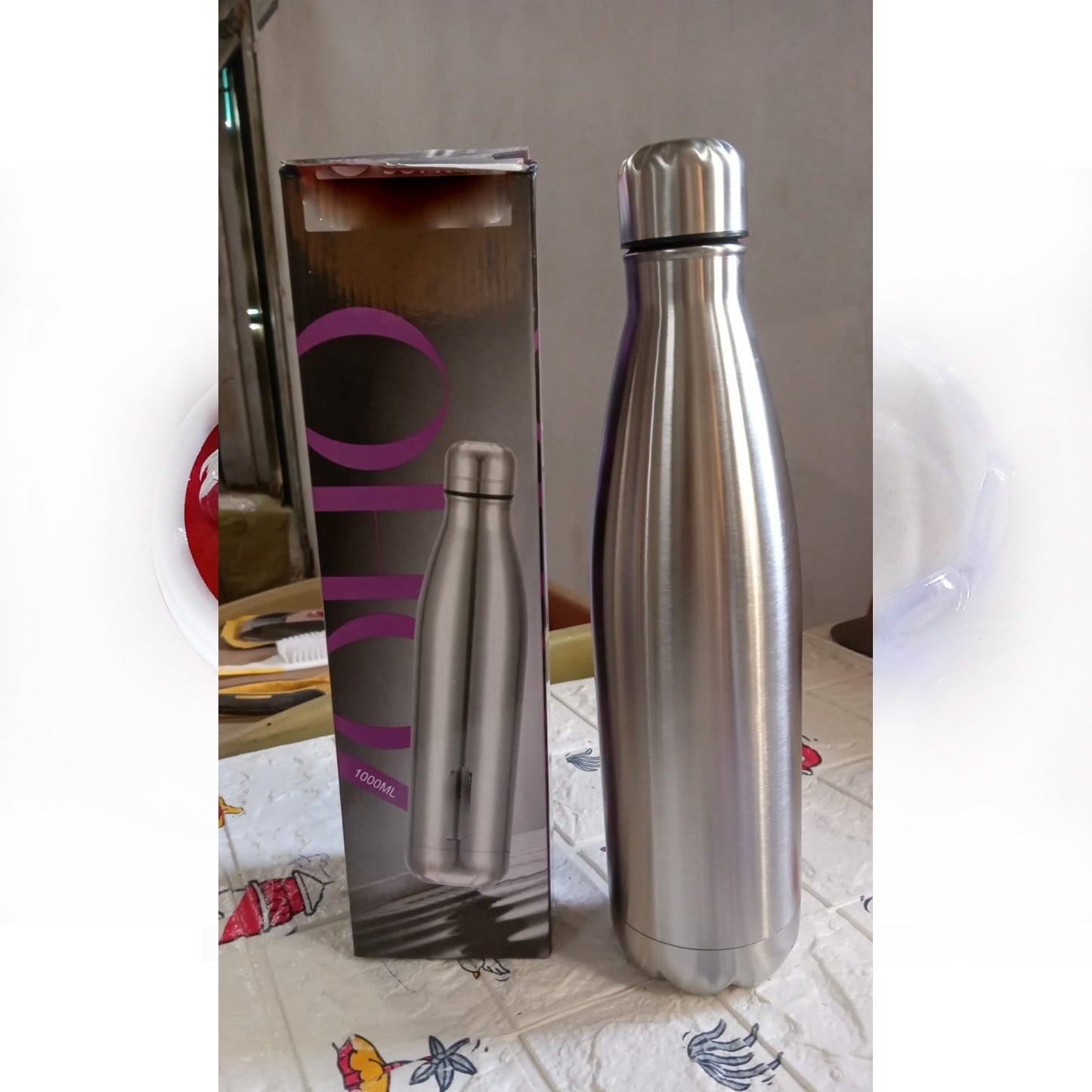 Stainless Steel Water Bottle, Fridge Water Bottle (1000 ml) Your Brand