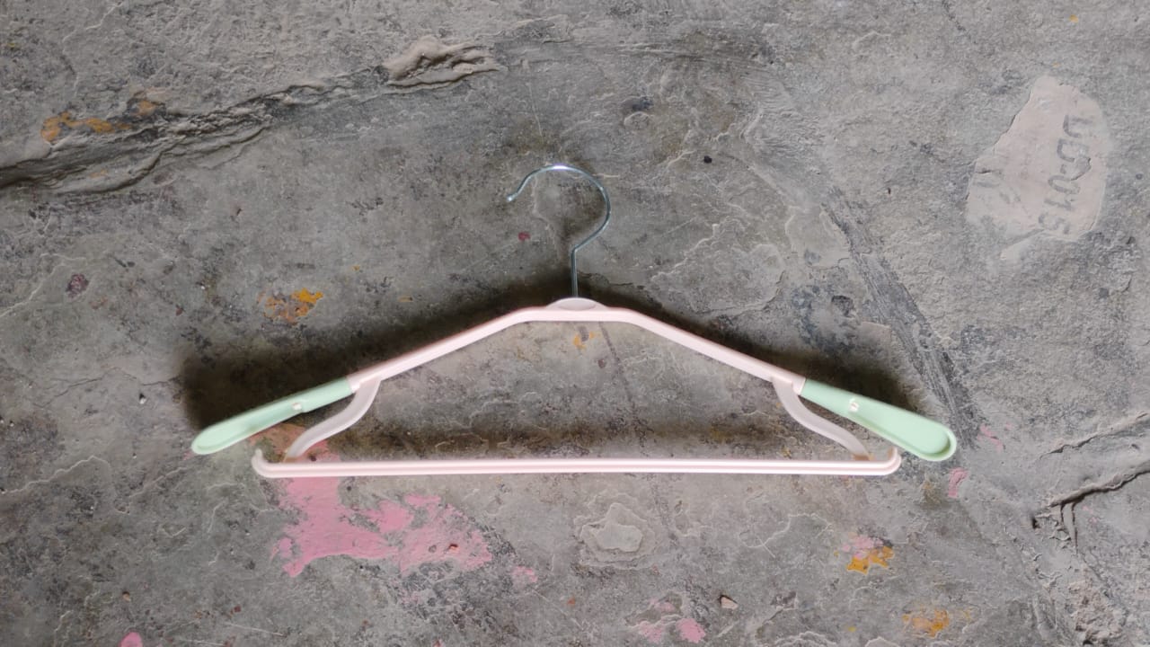 PP Cloth Hanger Set of 1 with Zinc Plated Steel Hook (1 Pc) Your Brand