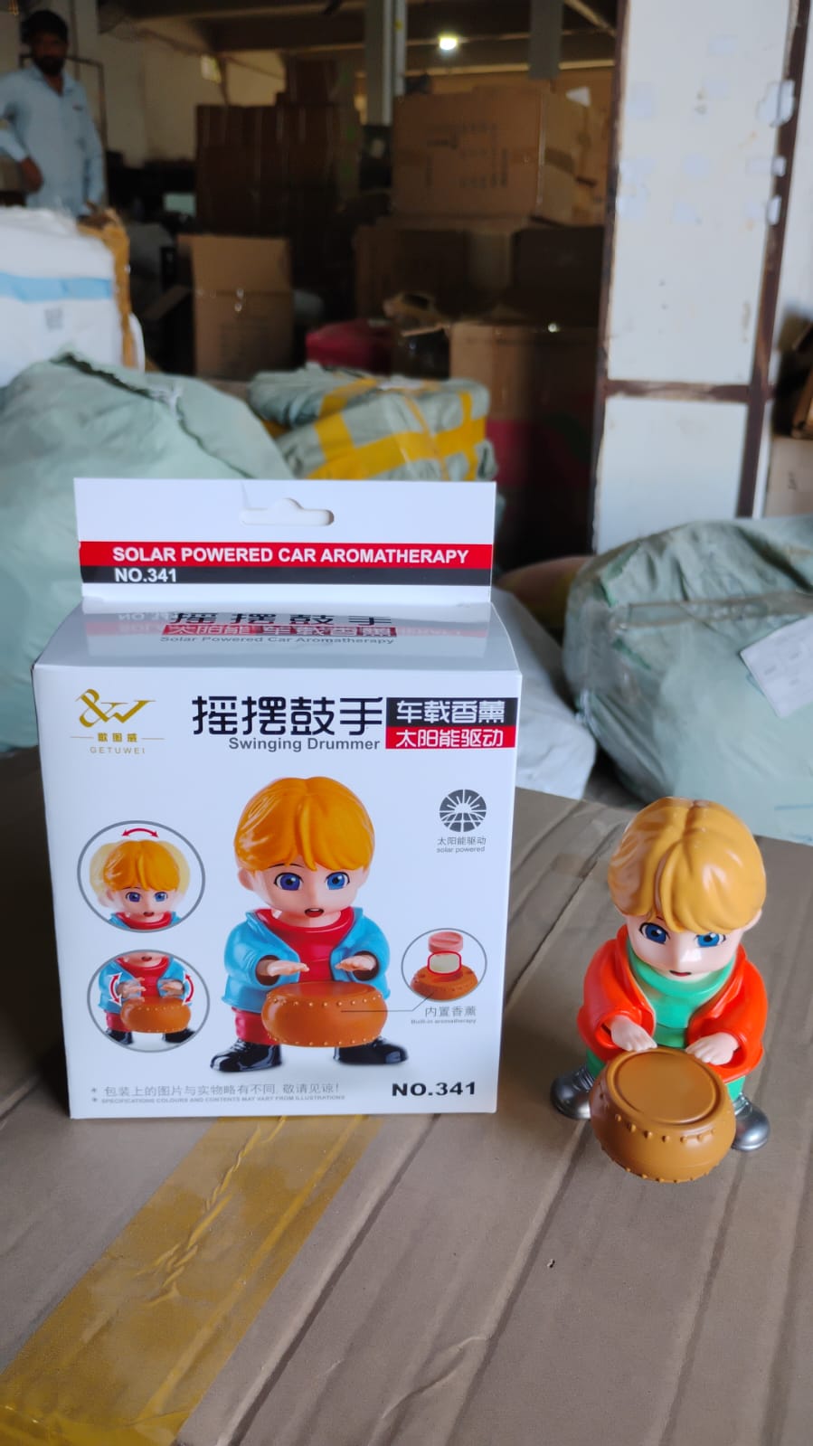 Creative Solar Drummer Car Aromatherapy, Solar Powered Car Air Freshener (1 Pc) Your Brand