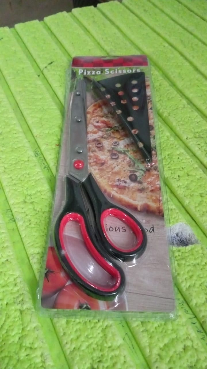 Stainless Steel Pizza Cutter Scissors Plastic Handle with Removable Spatula Your Brand