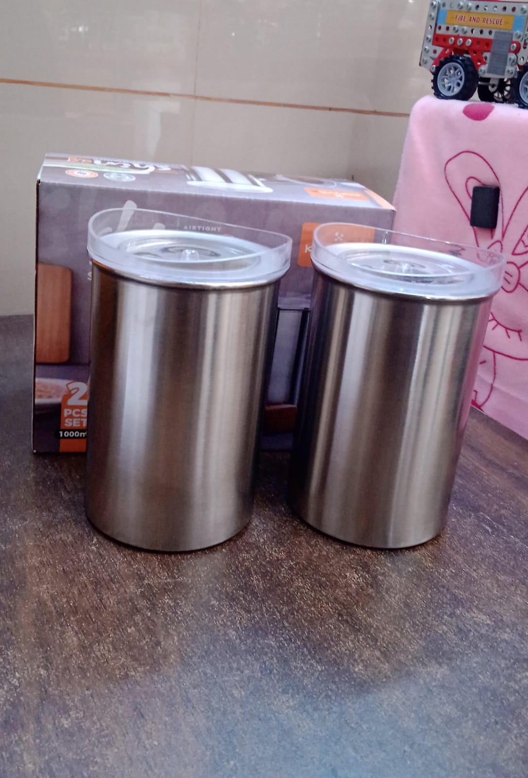Multipurpose Stainless Steel Airtight Containers with See Through Lid (2 Pc Set / 1000 ML) Your Brand