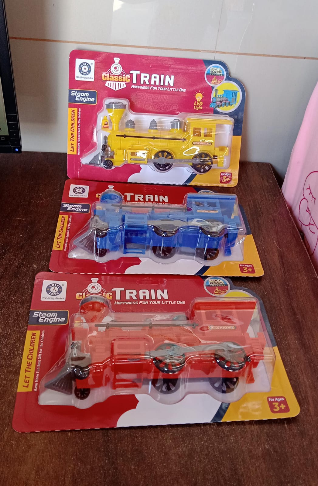 Pull and Go Train with Light Plastic String Pull Back Train (1 Pc / Mix Color) Your Brand