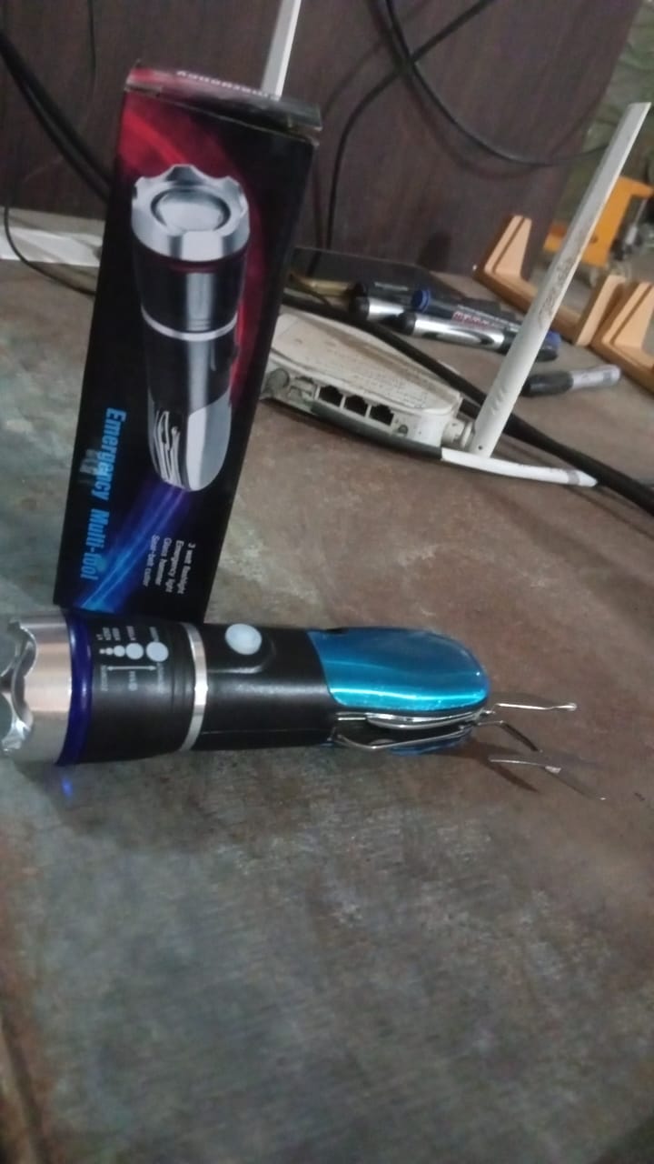 Battery Operated Multi Tool Led Flashlight, All in One Tool Light (1 Pc / Battery Not Included) Your Brand