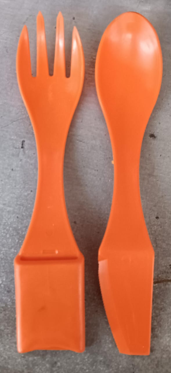 Smart Compact Cutlery Set Travel Cutlery Set 4 in 1 Cutlery Set, Spoon Fork Knife & Tongs Your Brand