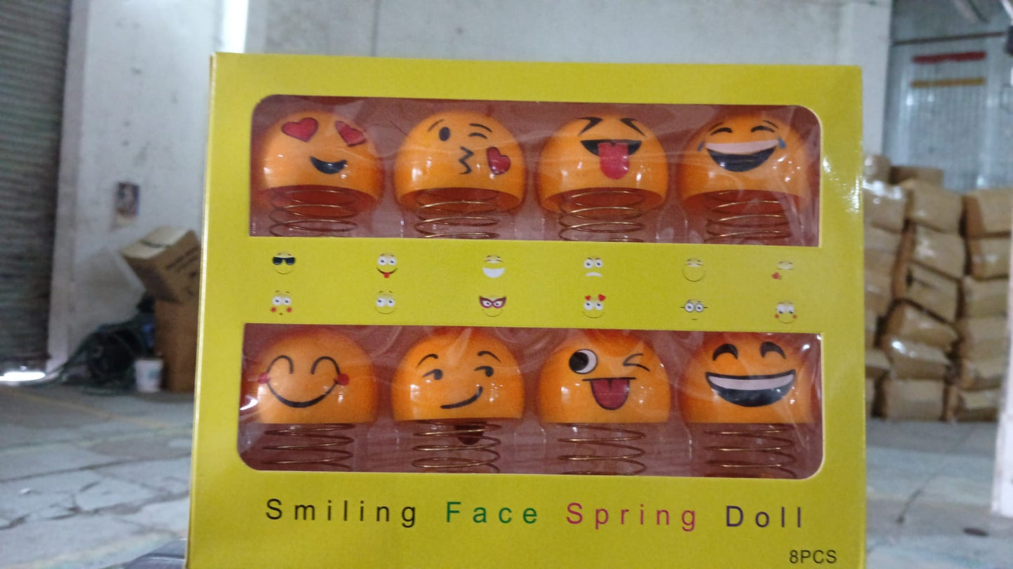 Cute Emoji Bobble-Head Funny Smiley Face Emoticon Figure Spring Dolls Bounce Toys for Car Interior Dashboard Accessories Desktop Decoration / Kids Toys (Pack of 8) Your Brand