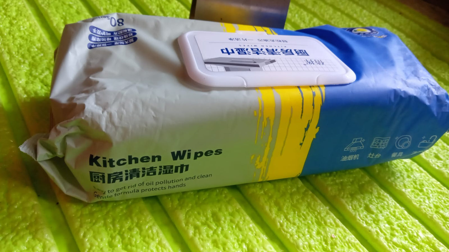 Kitchen Cleaning Wipes | Strong Decontamination Kitchen Wipes | Disposable Kitchen Wet Wipes Household Cloth Towel For Removing Grease Stains And Cleaning Glass (Pack of 80 Pcs) Your Brand