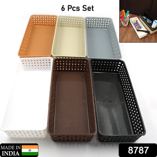 Plastic Multipurpose Desk Organizer Tray (6 Pcs Set)
