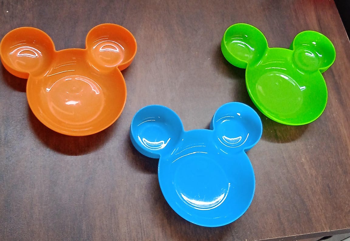 Mickey Mouse Shape Plates for Kids, Kids, Baby Cartoon Bowl Plate (1 Pc)