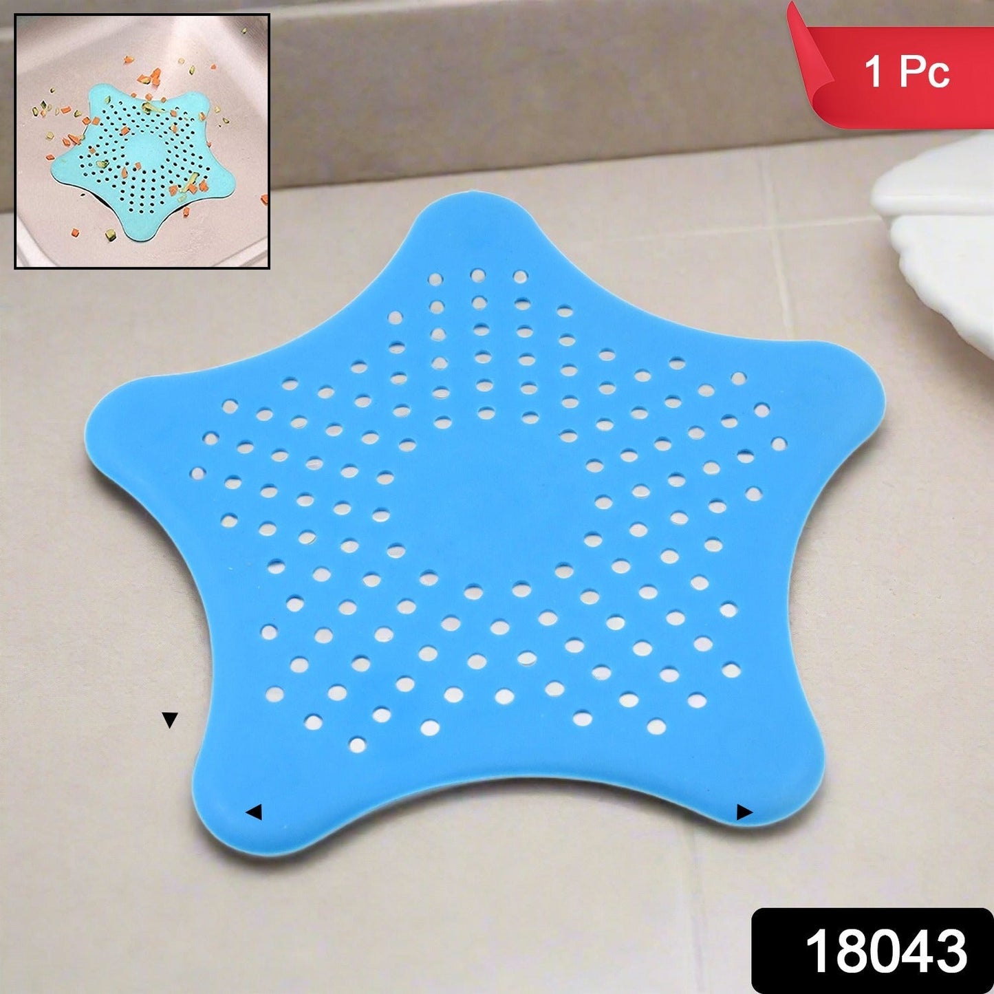 Star Shape Suction Cup Kitchen Bathroom Sink Drain Strainer Hair Stopper Filter, Star Shaped Sink Filter Bathroom Hair Catcher, Drain Strainers Cover Trap Basin (1 Pc) Your Brand