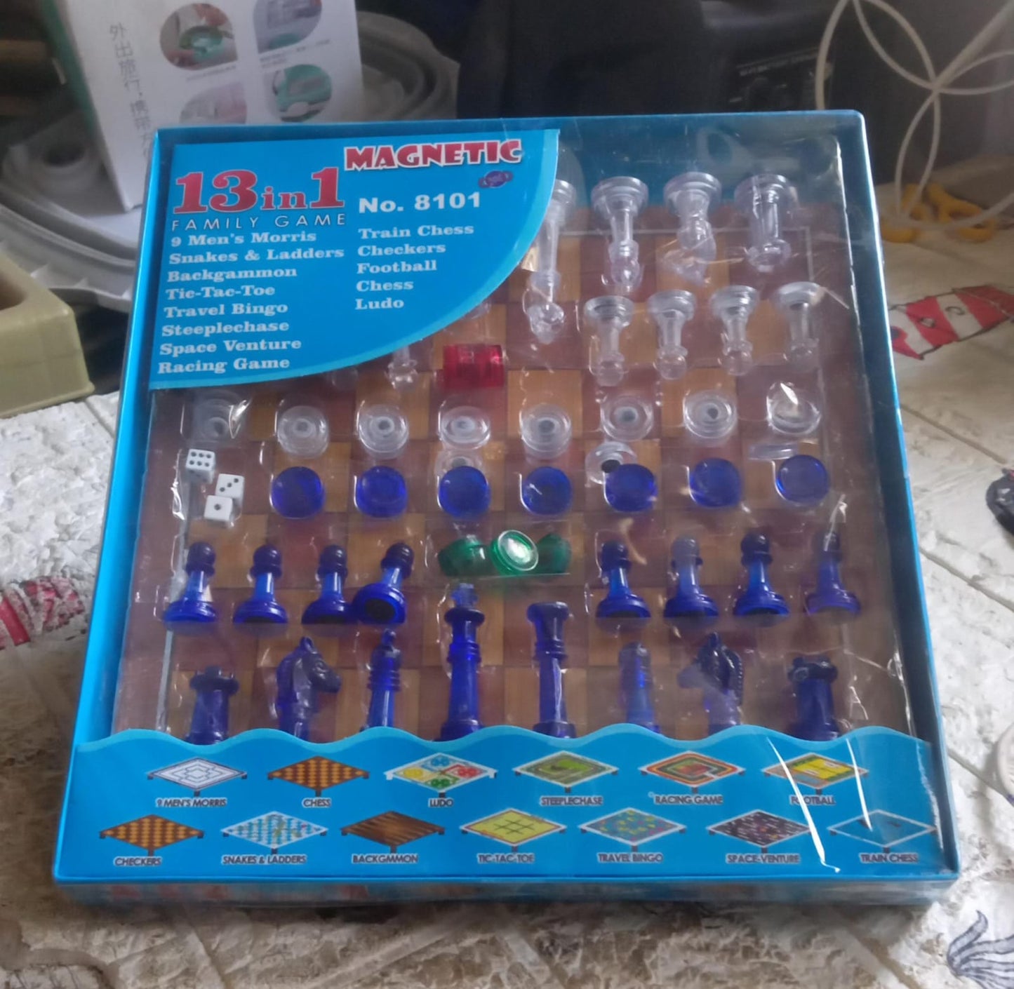13 in 1 Family Board Game Chess, Space Venture, Steeplechase Set for Kids