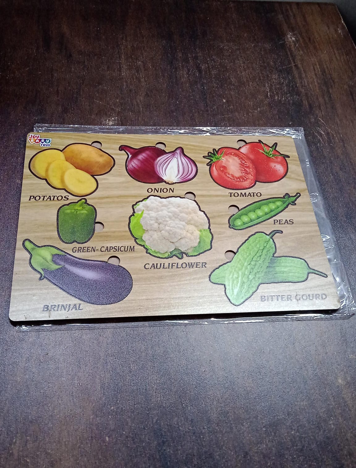 Wooden Vegetable Puzzle Learning Educational Board (1 Set / 28×20 Cm) Your Brand
