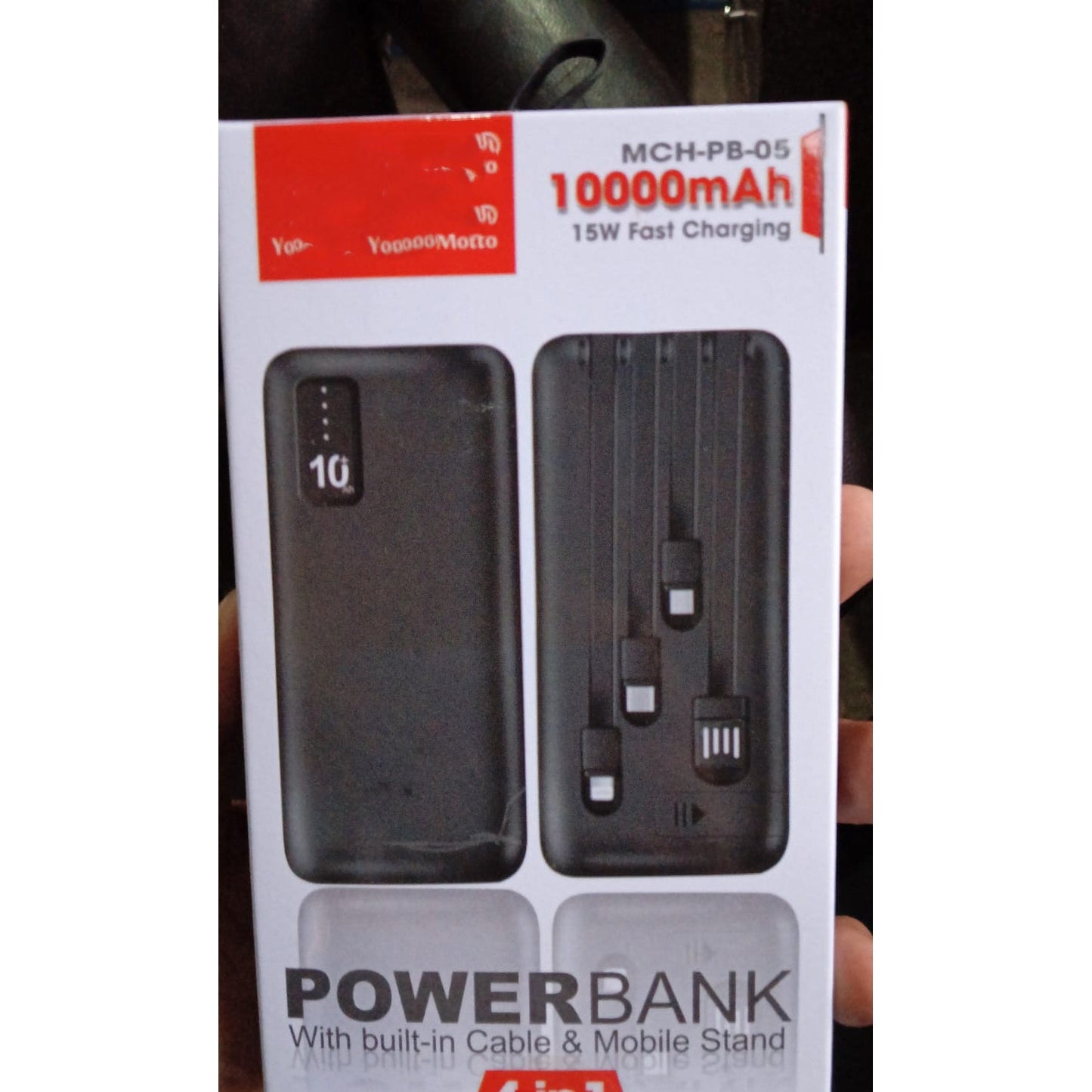 10000mAh, 12W Fast Charging Power Bank with built 4 in 1 USB with Mobile Holder (1 Pc) Your Brand