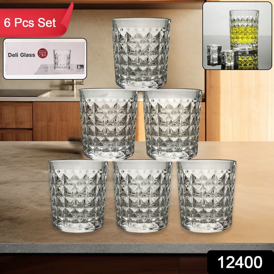 Premium Crystal-Style Glass Tumbler Set (6 Pc / 210 ML)