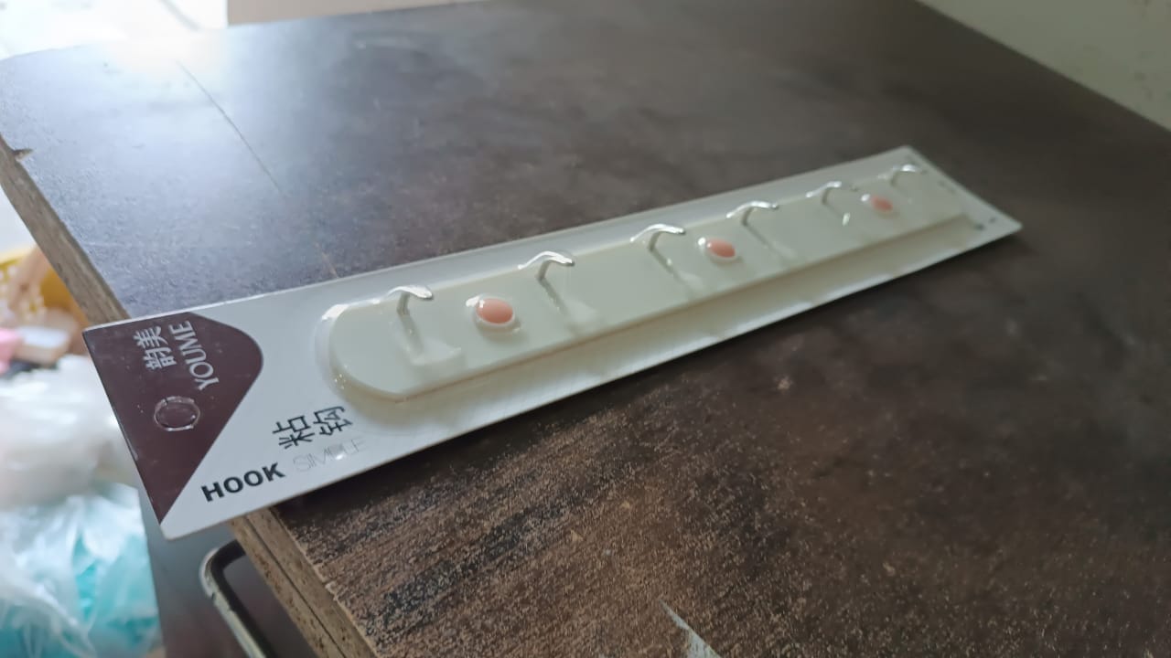 Multipurpose Self-Adhesive 6 hooks for wall Hook (1 Pc) Your Brand