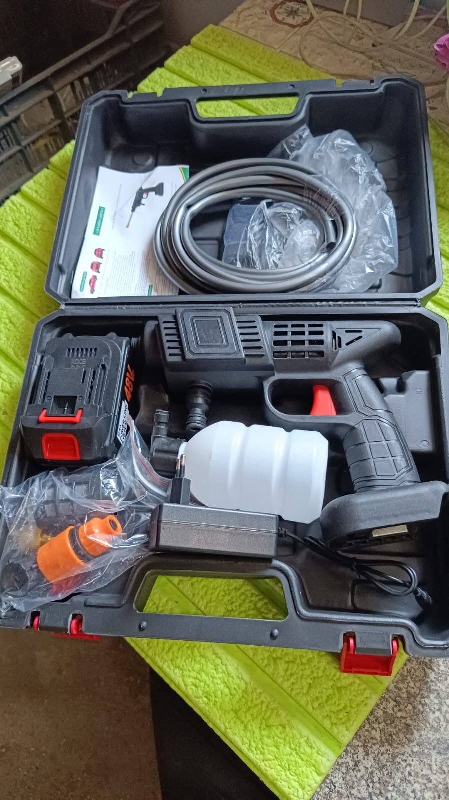 48V Car washing Kit, Portable Pressure Washer with, Rechargeable | Cordless Pressure Washer Gun | Handheld Pressure Washer for Car | Car Washer Gun (Type 1- Single Battery) Your Brand