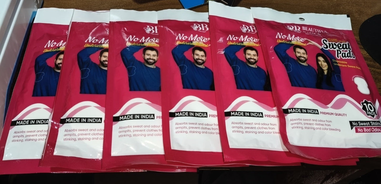 Beautiful Basics Underarms Sweat Pads Disposable (Pkts 6x 60 Pcs Set) Your Brand