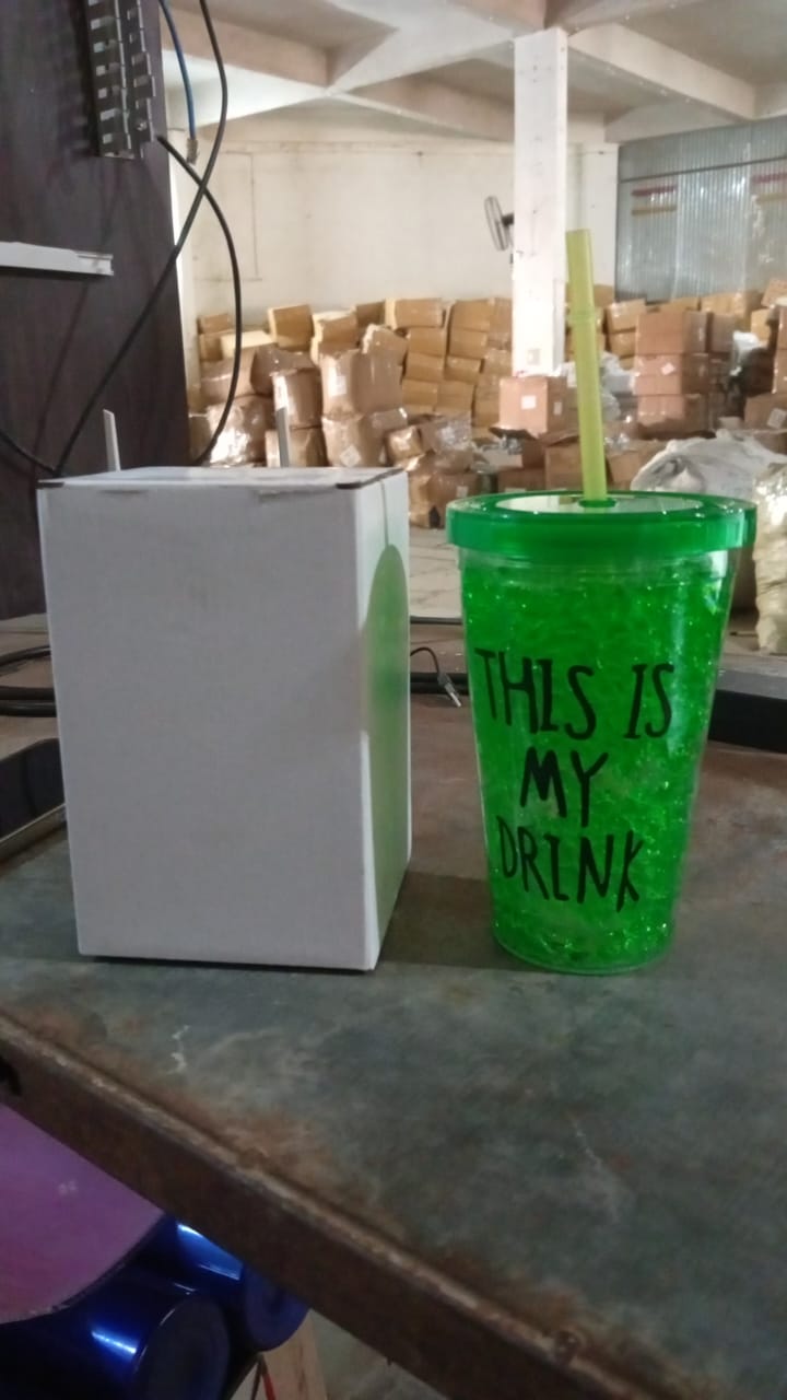 Plastic Drink Cup, Tea Coffee Tumbler with Lid and Straw (1 Pc) Your Brand