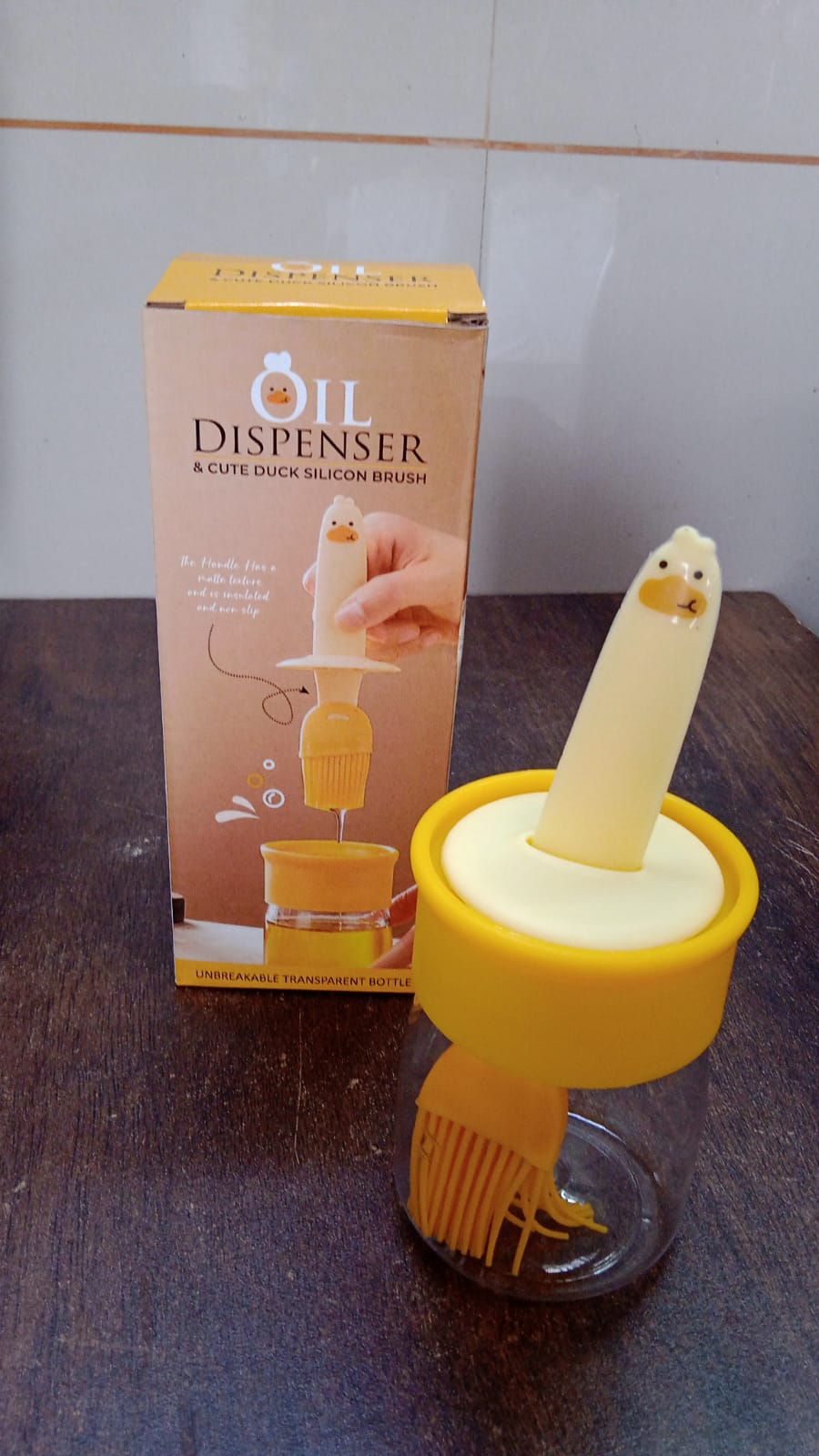 2 in 1 Oil Dispenser Bottle with Silicone Basting Brush (1 Set) Your Brand