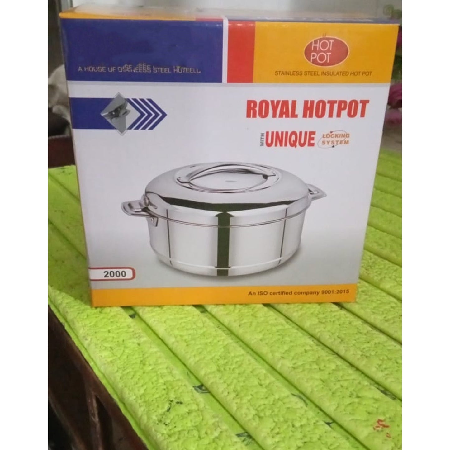 Royal Unique Hot Pot Stainless Steel Insulated Serving Casserole with Lid Handle (2000 ML) Your Brand