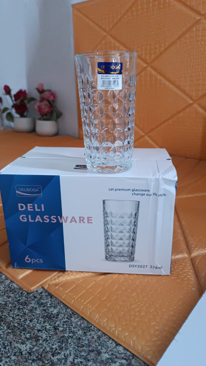Glass Tumbler, Juice Glasses and Transparent Water Glasses Big Size (6 Pcs Set / 278 ML) Your Brand
