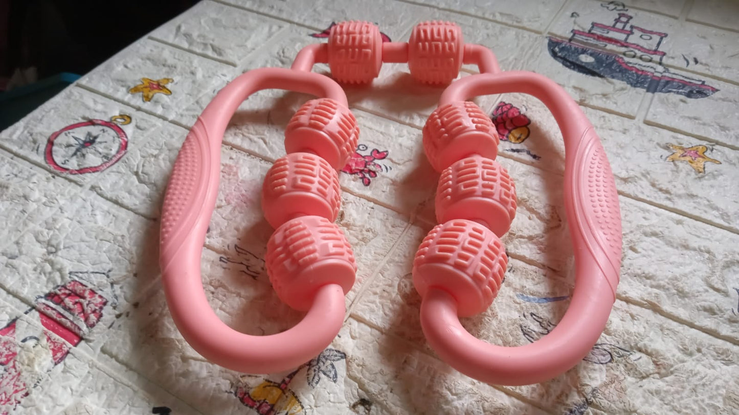 Muscle Massage Roller 8 Wheels Relieve Soreness Leg Muscle Roller Fitness Roller Muscle Relaxer Massage Roller Ring Clip All Round Massaging Uniform Force Elastic PP Drop Shaped for Home Use (1 Pc) Your Brand