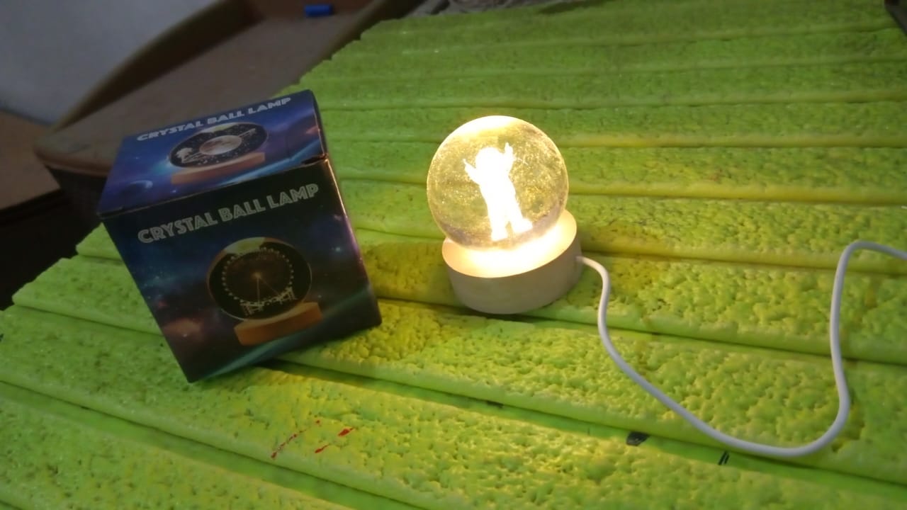 Home Decoration 3D Crystal Ball lamps With Base (1 Pc) Your Brand