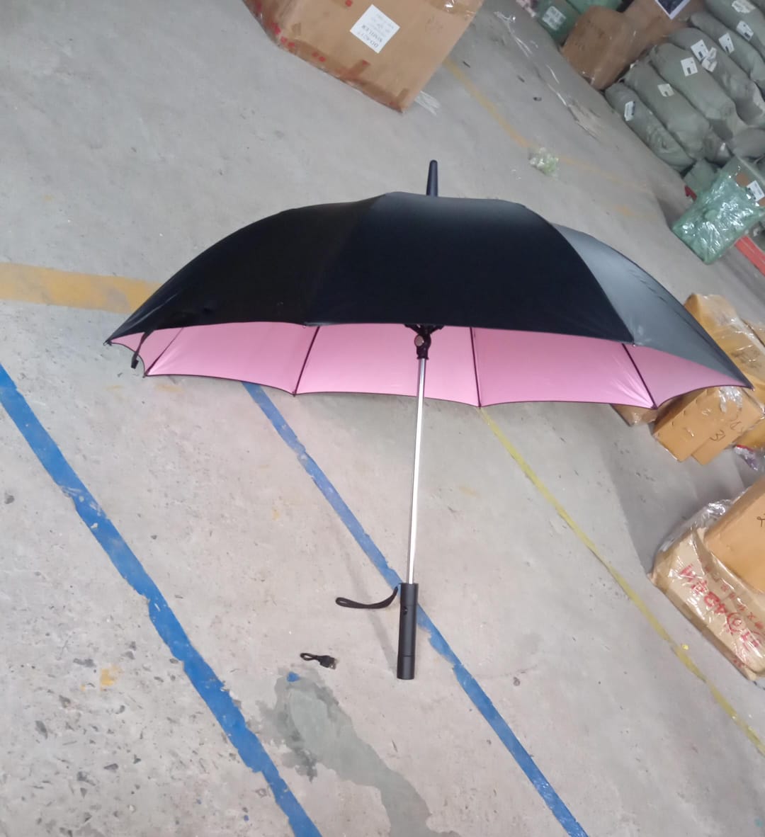 Sun Umbrella With Inside Fan & Power Bank Umbrellas For Summer (1 Pc) Your Brand