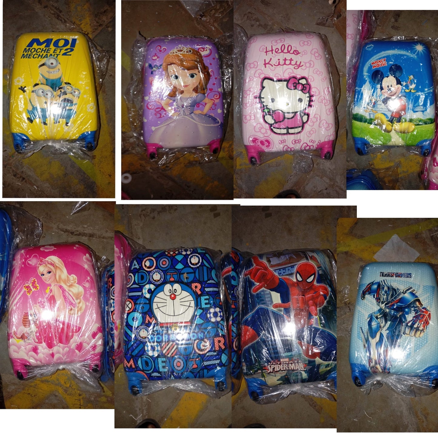 Kids Travel Suitcase with 4 Wheels (2 Pcs Set / 1 Big & 1 Small Shoulder Bag / Mix Design & Color) Your Brand