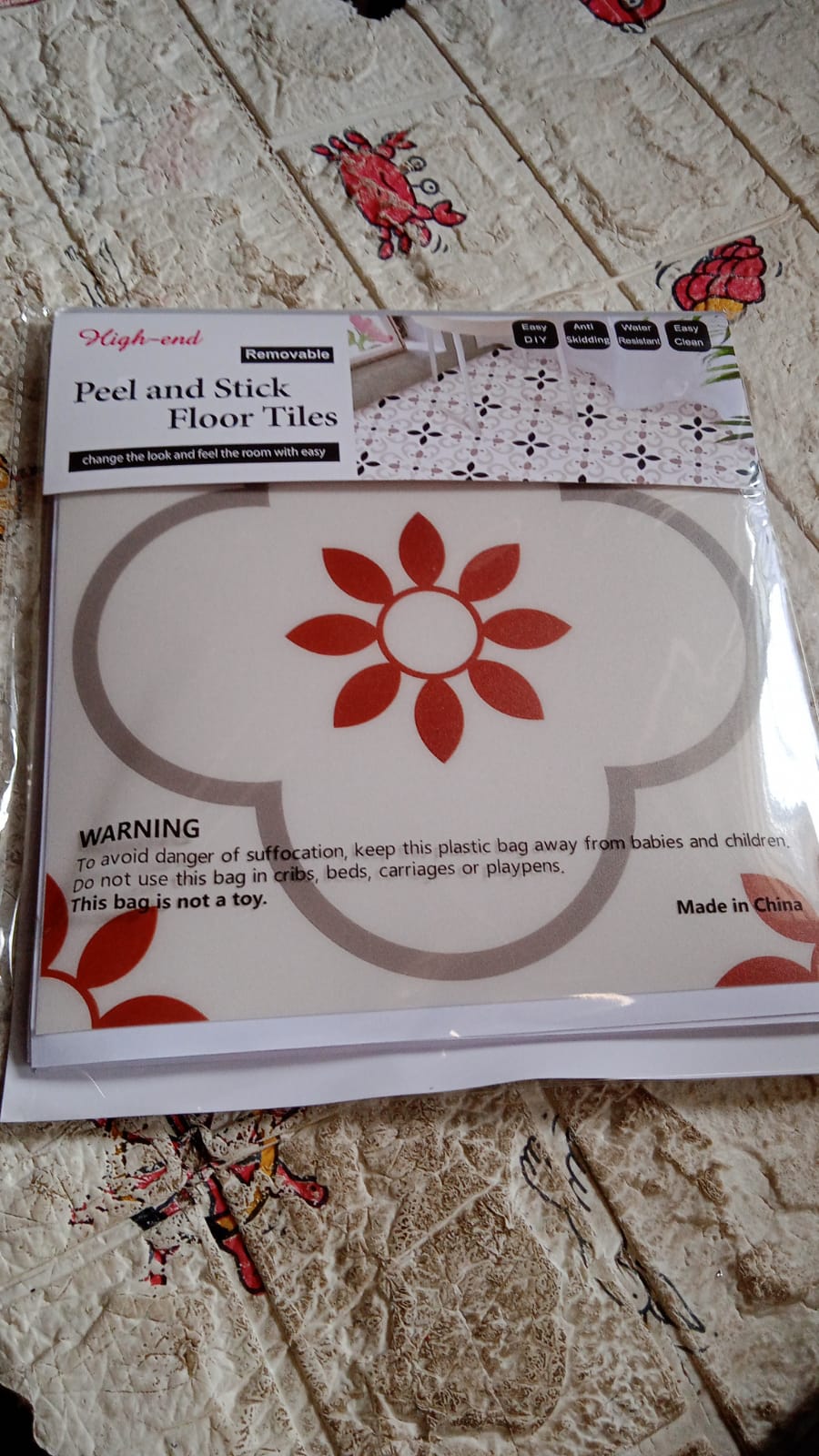 Peel and Stick Floor Tiles Kitchen / Bathroom Backsplash Sticker Detachable Waterproof DIY Tile Stickers for Wall Decoration Tiles Home Decoration (8x8 Inch / 10 Pcs Set) Your Brand