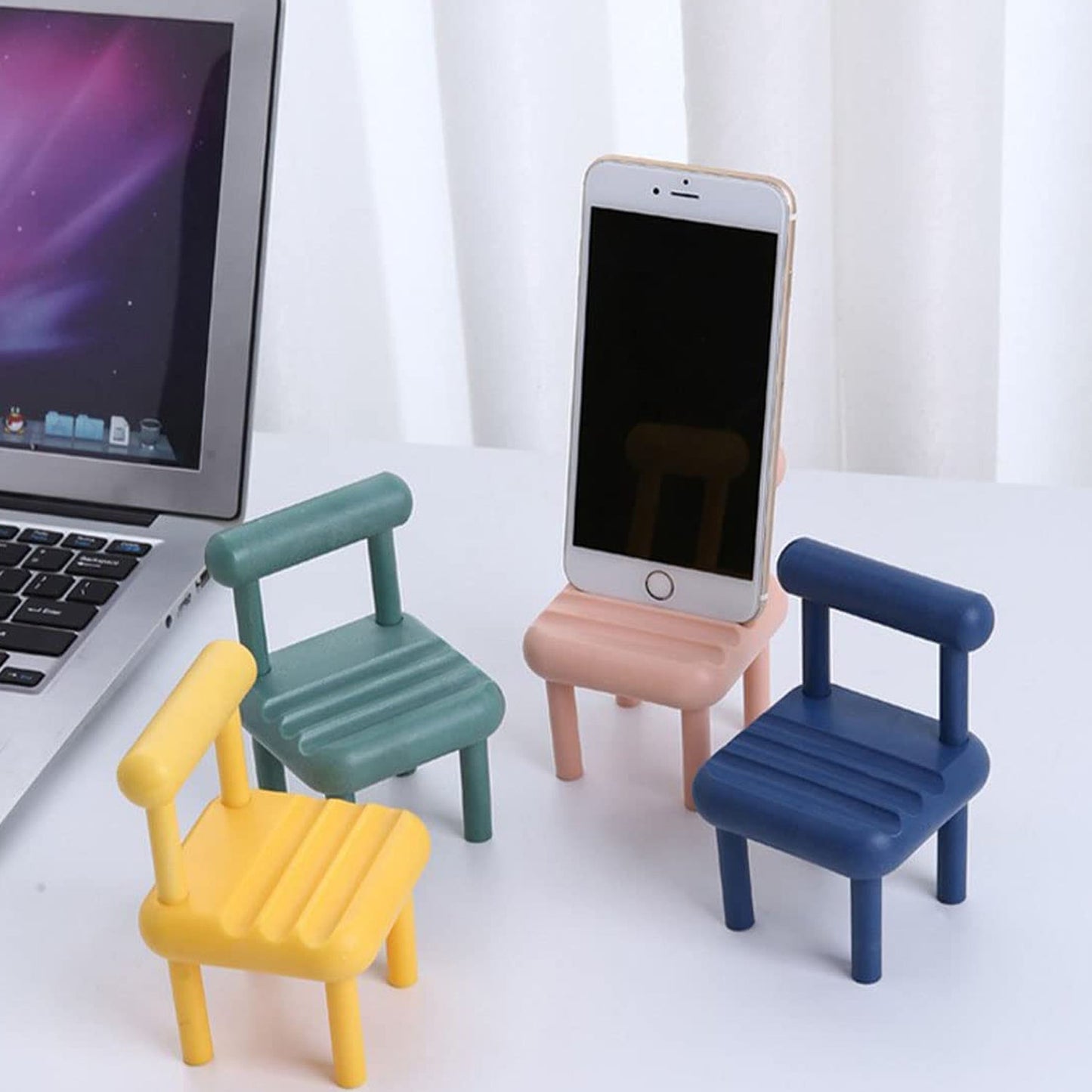 Mobile Phone Holder, Mini Chair Cell Phone Stand, Portable Smartphone Dock, Cellphone Holder for Desktop Design Compatible with All Mobile Phones (1 Pc) Your Brand