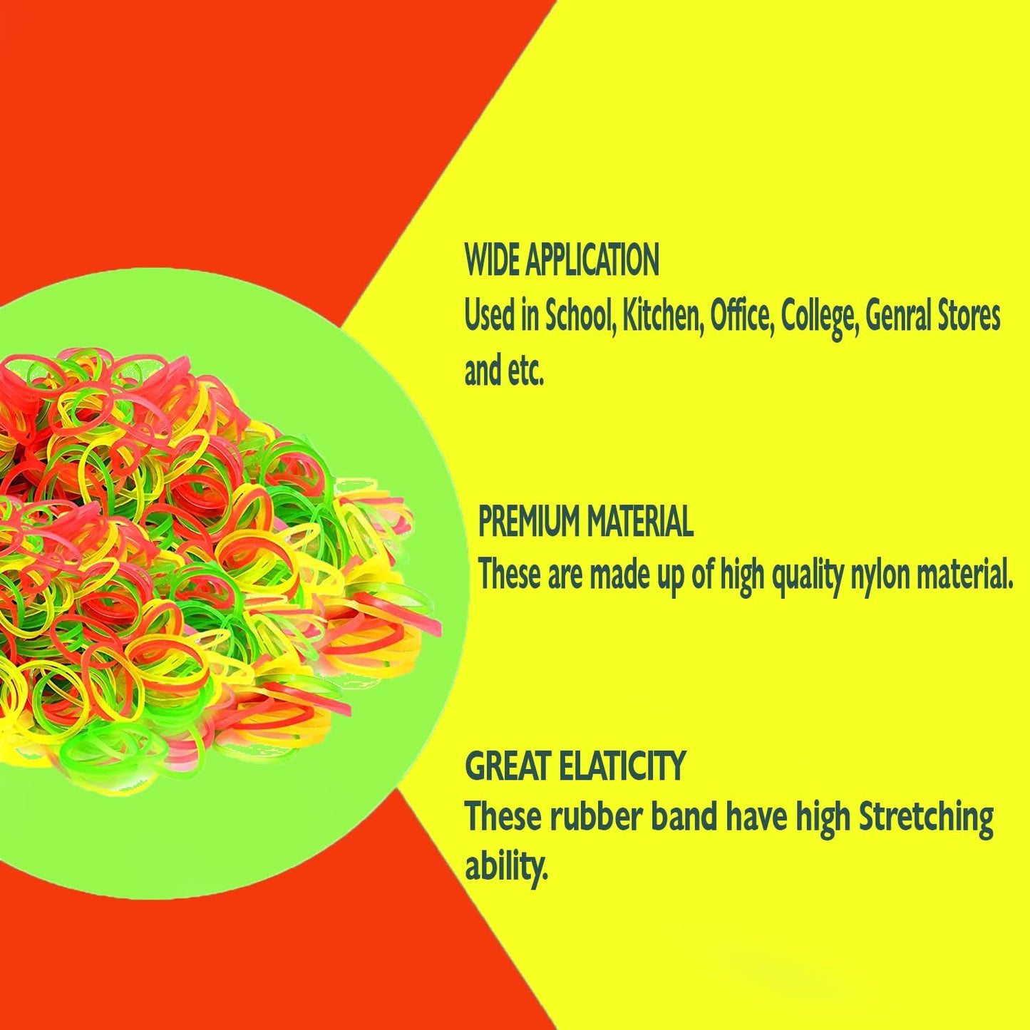 Strong & Reusable Rubber Bands: Multicolor for Office, Home & School (1.5 Inch 100 GM) Your Brand